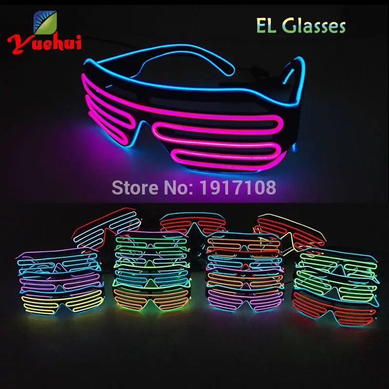 Горячая Распродажа светящиеся двухцветные очки с EL-проводом 17 стилей