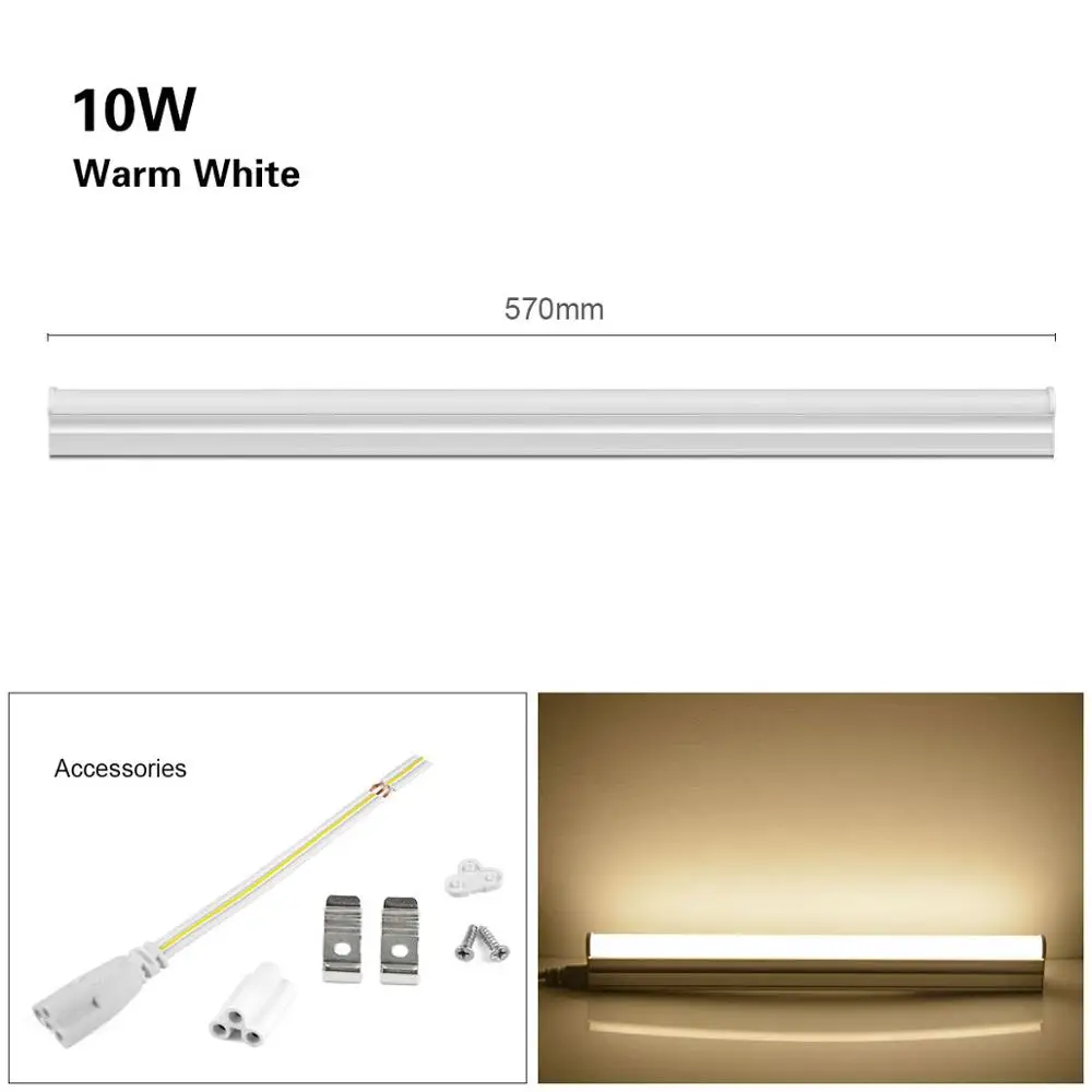 10W 57CM Warm White T5 светодиодный настенный светильник трубка 220V T5 Светодиодный лампа светодиодный шкаф светильник 6 Вт 10 Вт 300 мм 600 мм Люминесцентная T5 трубки Декор шкаф Кухня светильник Инж - Цвет: 10W 57CM Warm White