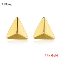high end jewelry 14k gold fashion triangle stud earrings ladies simple k gold earrings