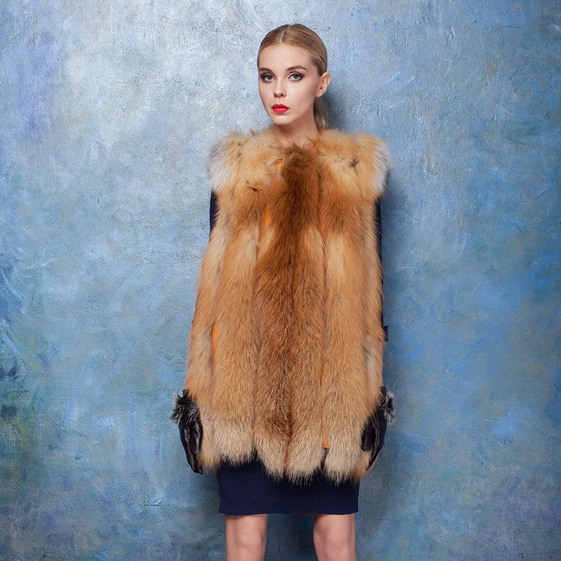 2021 Ифура новый высокого качества Дикий меха лисы длинные Меховой жилет импортная