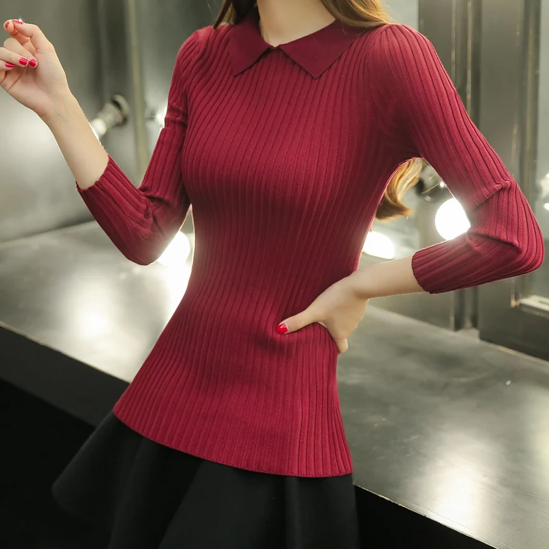Новинка 2018 осенне-зимний модный Женский приталенный свитер с длинными рукавами