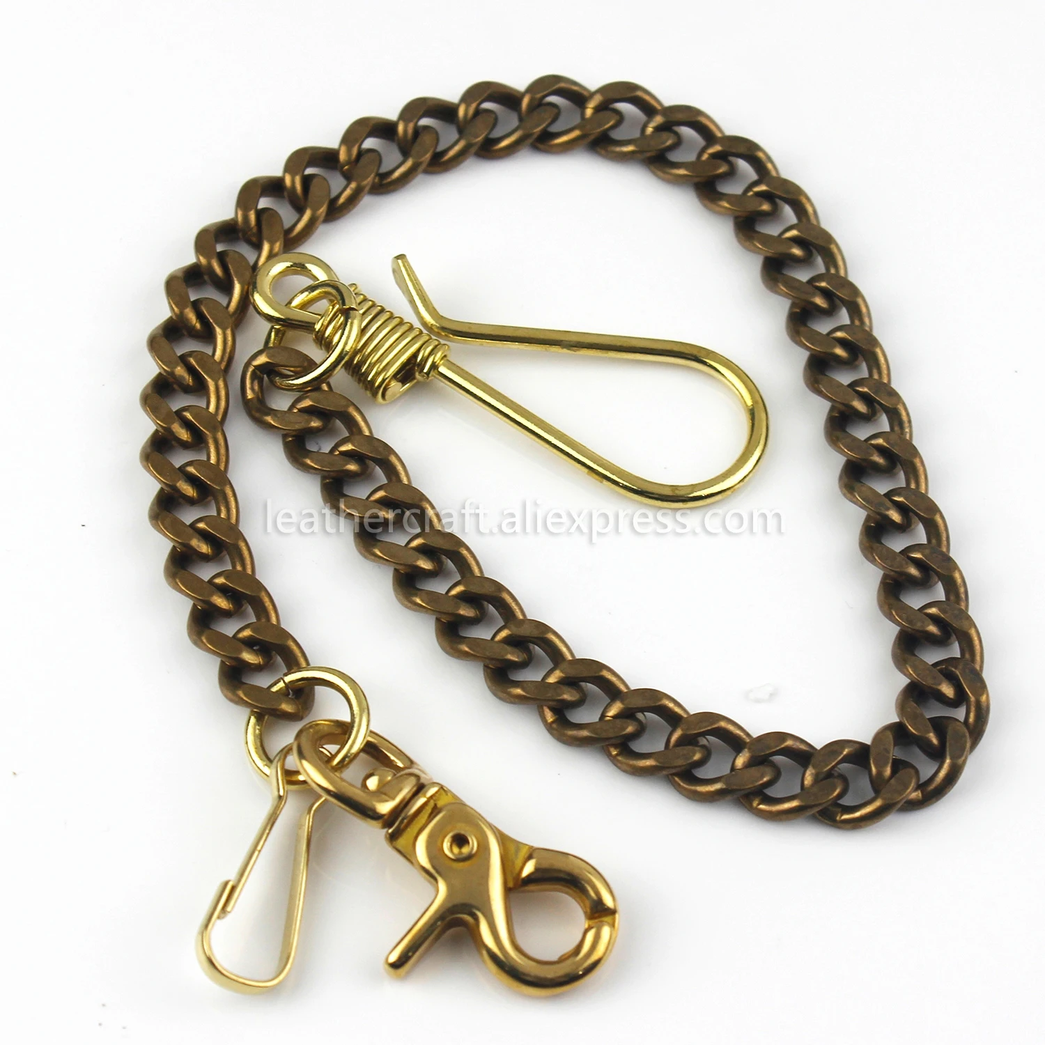1 gancho de cinturón de latón macizo, llavero con Clip Fob, cadena de cintura con mosquetón de langosta, 19,3 