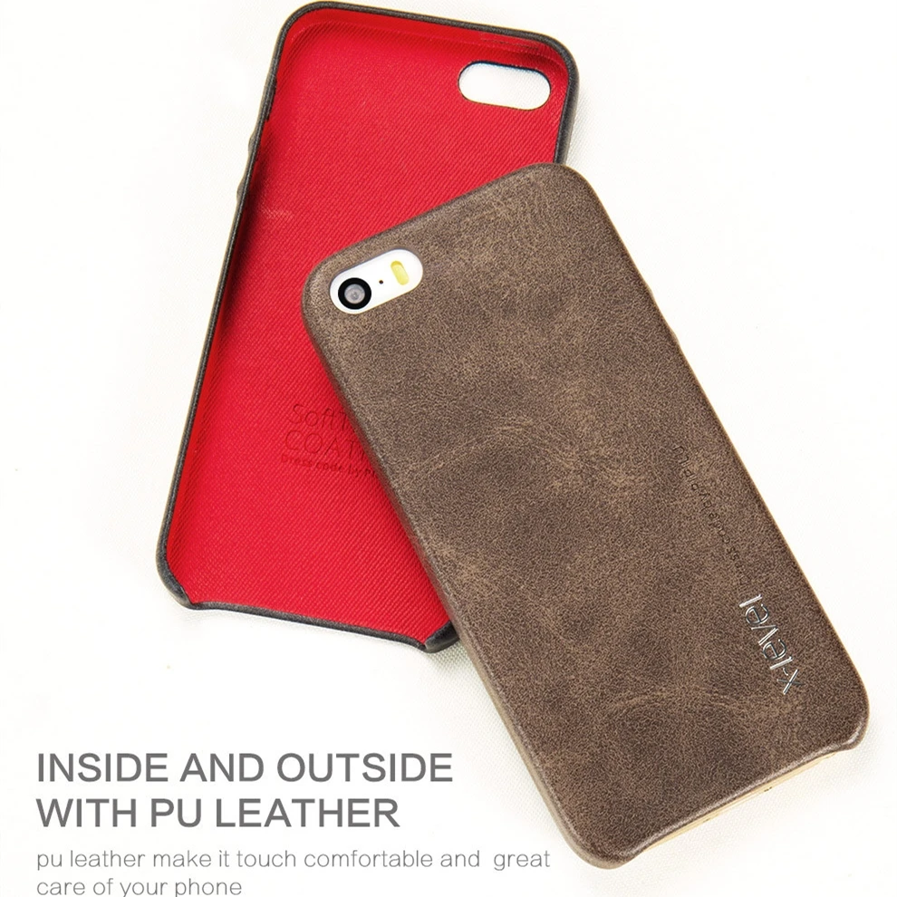 XLevel leather Phone Case For IPhone 5 Cases 5S Back Cover SE Business Vintage Half-wrapped Apple |
