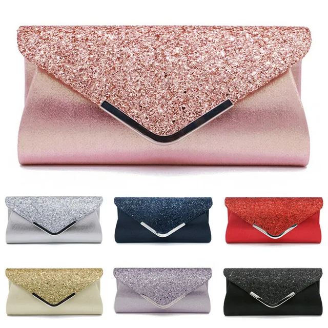 NoEnName 2019 Women's Glitter Shimmer Envelope Ladies Sequins Evening Party Prom Smart Jane Clutch Bag  Handbag 2