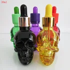 Стеклянная капельница Bottle30ML в форме черепа для Хэллоуина, Электронная жидкость, бутылка с эфирным маслом с пипеткой, пустая стеклянная бутылка для пополнения