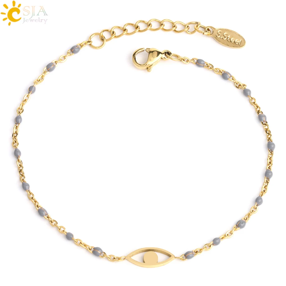 CSJA Турецкий Дурной глаз браслет роскошные женские браслеты из нержавеющей стали