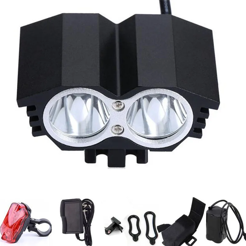 Фонарь налобный велосипедный светодиодный 6400 лм мАч|flashlight for bicycle|2x cree xm-l u22x |