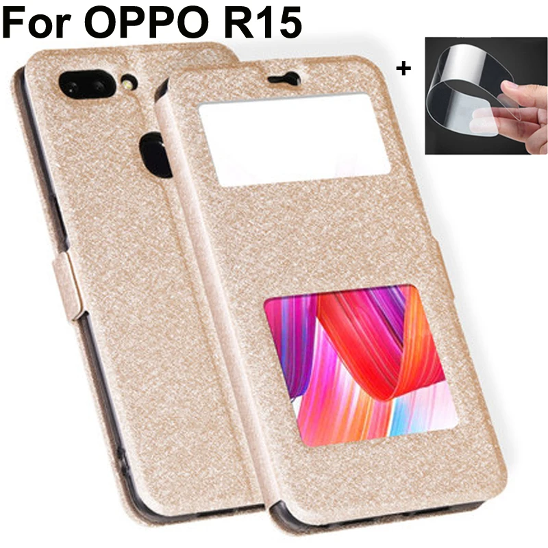 Чехол с открытым окном для OPPO R15 чехол из искусственной кожи s R 15 откидной крышкой