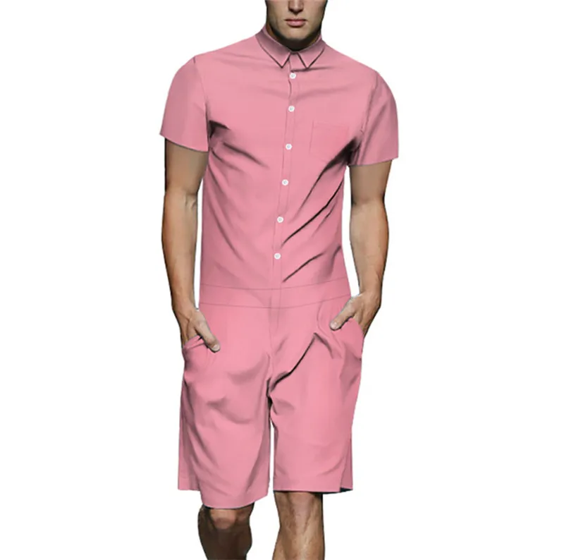 men romper 8 Летний мужской комбинезон короткий рукав короткий комбинезон плейсьют шаровары карго комбинезон цельный уличная одежда Повседневный Комбинезон - Цвет: men romper 8