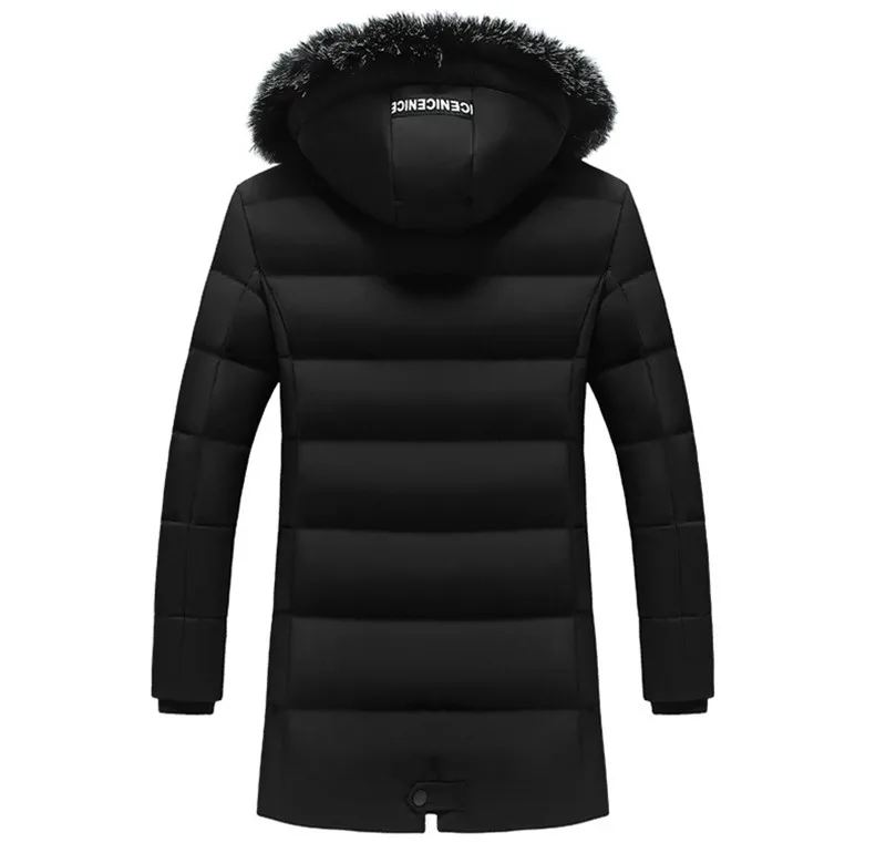 TIEPUS размера плюс M~ 5XL, 6XL, 7XL, 8XL пуховик мужской сплошной цвет меховой воротник с капюшоном Длинная Парка мужская зимняя куртка