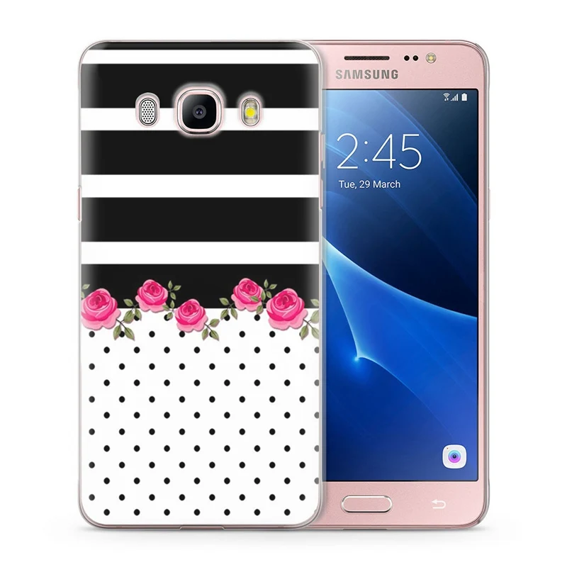 For Funda Samsung Galaxy J5 2016 Case J510 J510F Colorful Flower Flora Pink Love Painted Cute Pattern Clear Soft TPU Q041 |