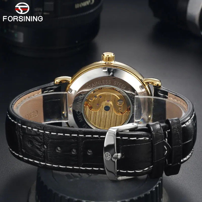 FORSINING мужские часы Топ бренд класса люкс Tourbillon часы с скелетом мужские спортивные кожаный браслет автоматические механические наручные часы