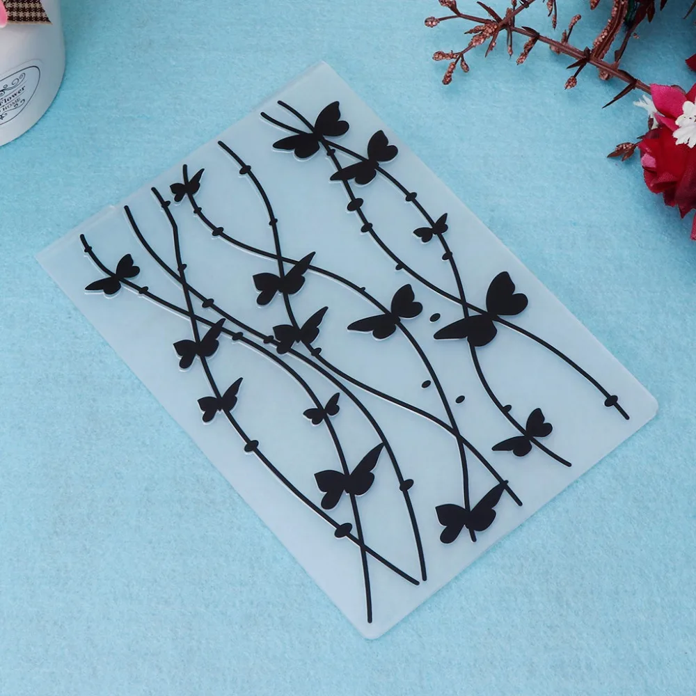 Пластиковый с тиснением папка шаблон для DIY альбом для скрапбукинга картон для творчества бабочки узоры
