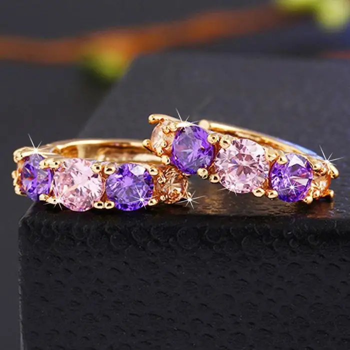 Изысканные женские серьги-кольца, разноцветные циркониевые круглые серьги в романтическом стиле, Прямая поставка