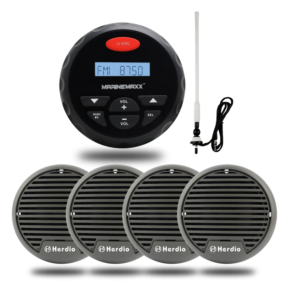 Marine Bluetooth Audio FM AM Stereo MP3 Player Radio+ 2 Pairs Waterproof Boat Speaker For Outdoor ATV + Antenna | Автомобили и