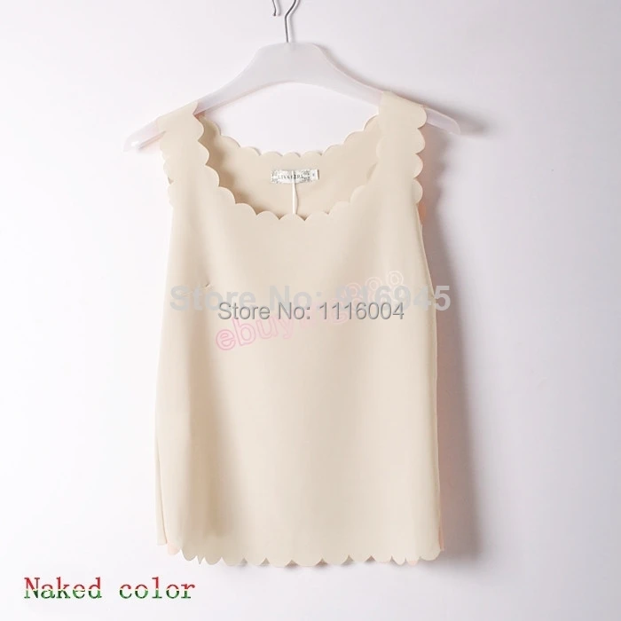 DHL 2014 New styles shirt candy colored chiffon petals wavy edge fashion tank tops women vest 50pcs | Женская одежда