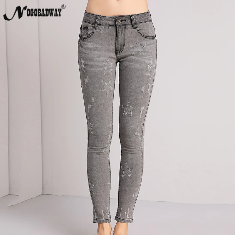 5XL Большие размеры середины талии узкие джинсы для женщин растянуть на осень-зиму