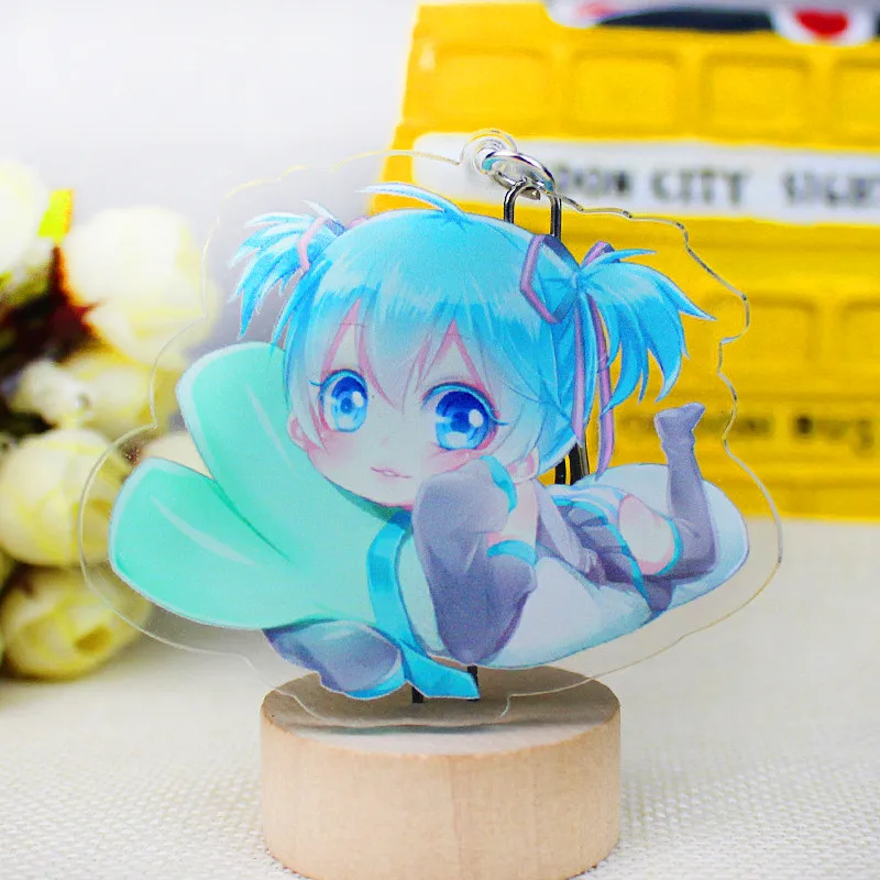 Hatsune Мику акриловый брелок Luo Tianyi аниме подвеска автомобильные аксессуары японский прозрачный брелок игра зеленый лук Брелок