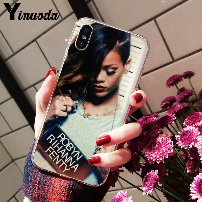 Умный чехол Yinuoda Robyn Rihanna Fenty черный мягкий для iPhone X XS MAX 6 6s 7 7plus 8 8Plus 5 5S SE XR |