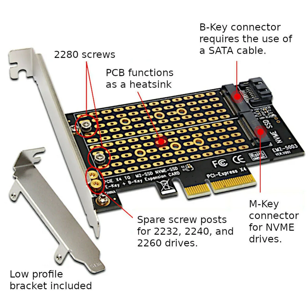 SSD to PCIE 4X Extension Card m.2 M Key Adapter Cards Computer Accessories QJY99 | Компьютеры и офис