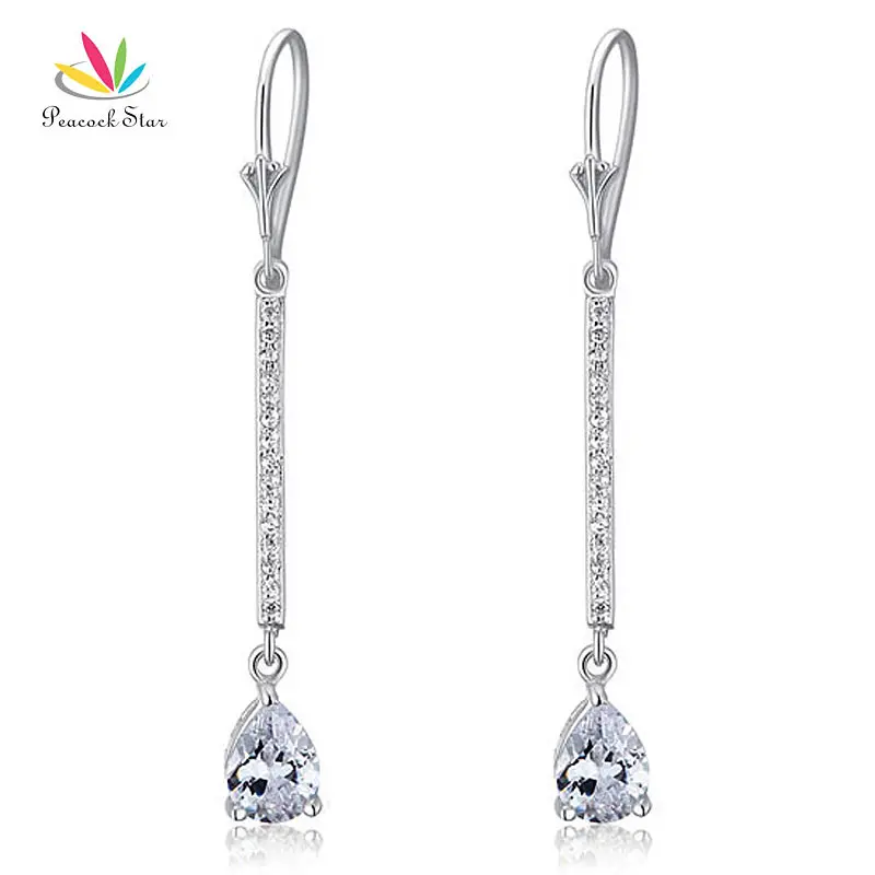 Серьги подвески серебряные в виде павлина и звезды 1 карат|dangle earrings|peacock star925 sterling |