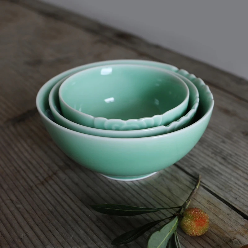 Винтажная чаша Longquan Celadon керамические миски для риса рамен домашняя посуда