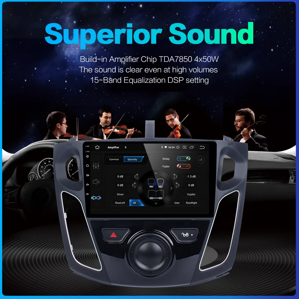 Автомобильная магнитола Dasaita сенсорный экран 9 дюймов IPS 1 din Android 0 для Ford Focus 2012 2013