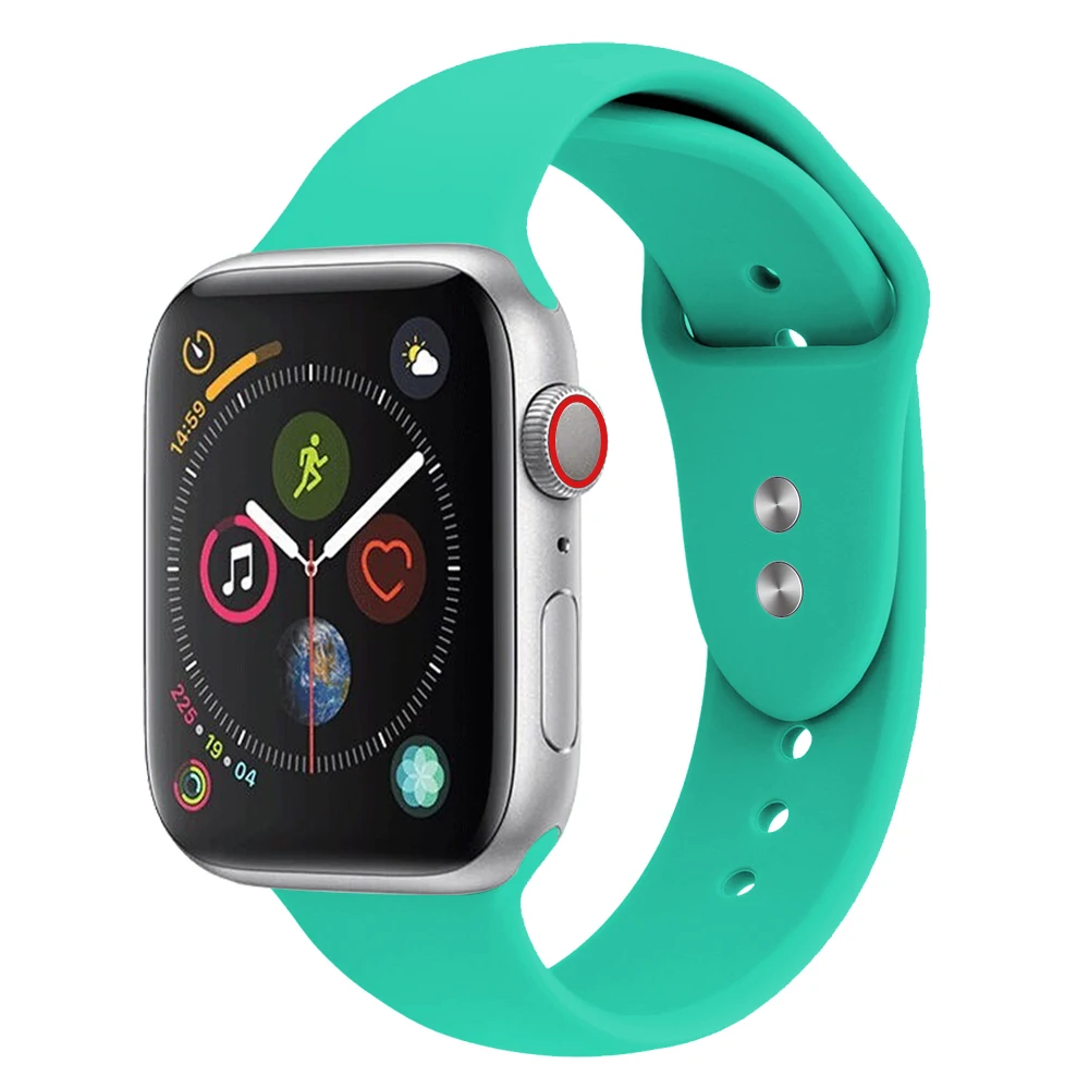 Спортивный силиконовый ремешок с двойной пряжкой для Apple watch серии 4321 сменный