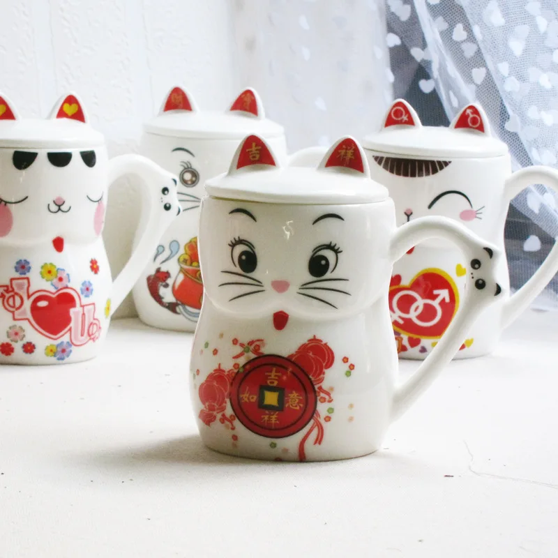 1 шт. Zakka керамика кружка с изображением кота из мультфильма и Кофе молока крышкой кофейная чашка для NL