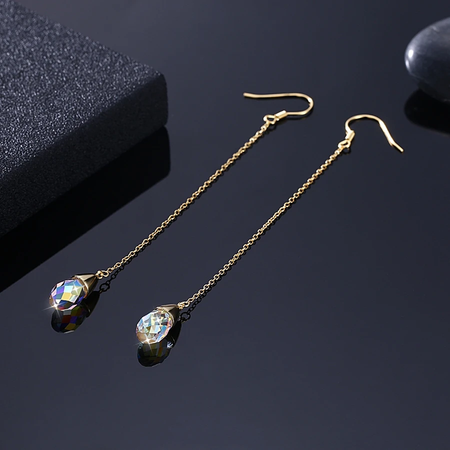 Серьги-капли из стерлингового серебра с кристаллами Swarovski длинные висячие серьги