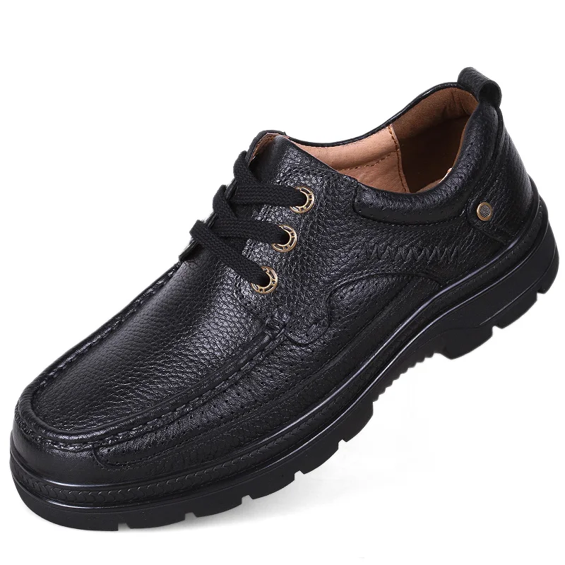 Деловая официальная обувь из натуральной кожи кожаная для папы широкой головы