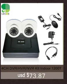 2CH DVR/HVR/NVR комплект Крытый 1200TVL купольная камера видео безопасности комплект CCTV DVR система