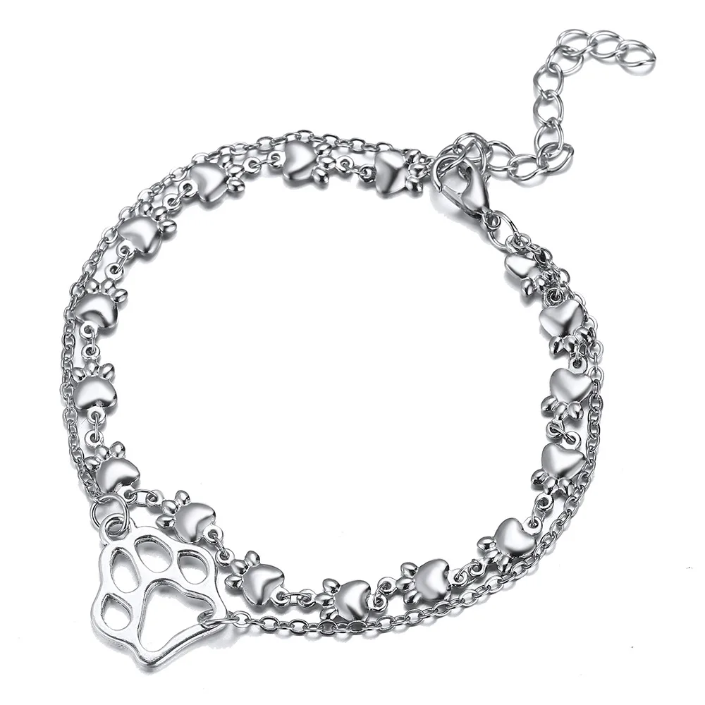 2 Pcs/Set of New Bohemian Anklet Creative Retro Hollow Animal Footprints Multi-layer Set | Украшения и аксессуары