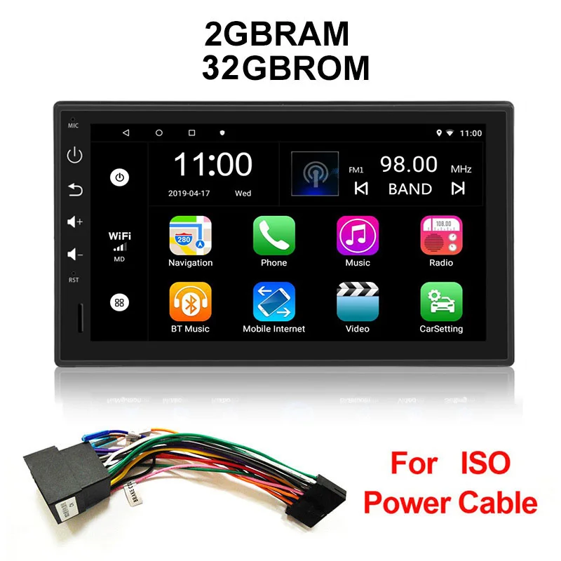2GBRAM ISO Новинка 2G+ 32G 1Din Android 8,1 Восьмиядерный " автомобильный Радио Стерео gps Bluetooth 1080P Аудио Радио RDS для Nissan Toyota Volkswagen - Цвет: 2GBRAM ISO