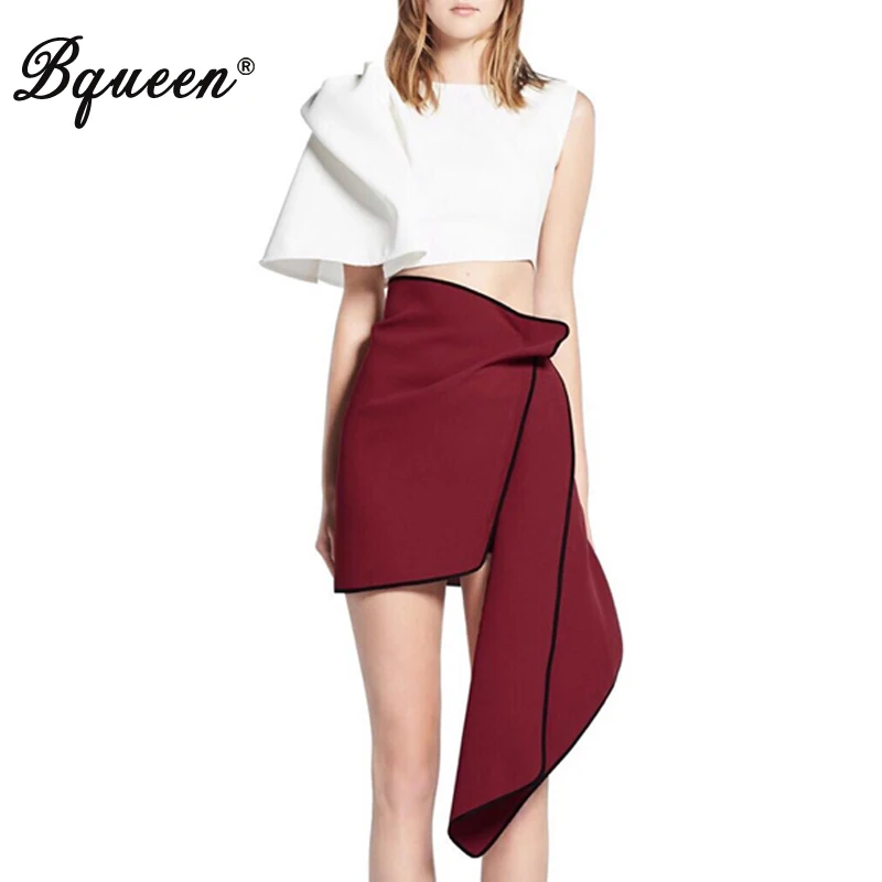 Женский комплект из 2 предметов Bqueen короткий топ с круглым вырезом на одно плечо и