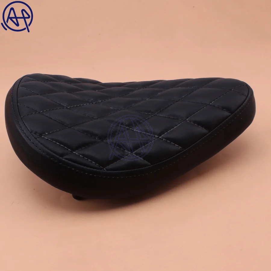 Мотоциклетное Черное Кожаное старое школьное сиденье для соло в стиле ретро 1