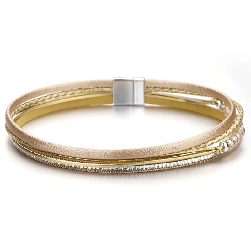 Модный Многослойный кожаный браслет ALLYES в стиле бохо с бусинами из кристаллов