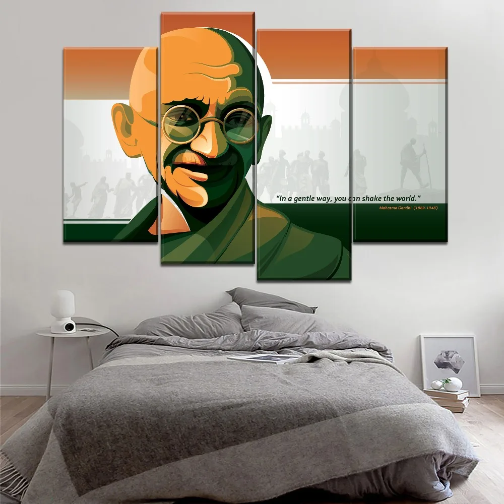 Модульная Картина на холсте Печать Тип Wall Art 5 Панель Ганди Популярные картина с