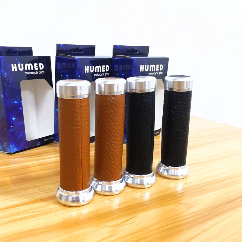 1 пара винтажные ручки для мотоцикла Универсальный алюминиевый кожаный руль