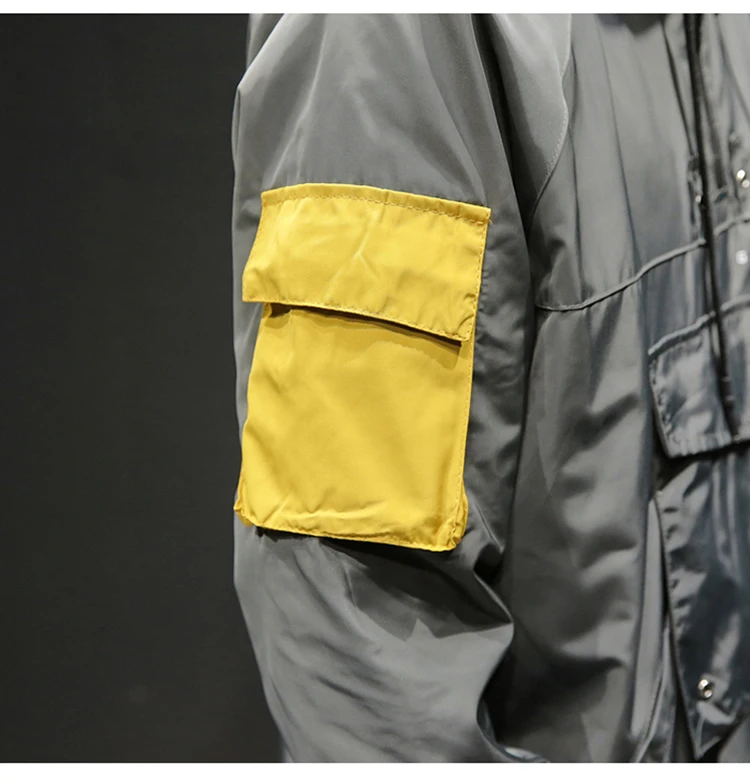 Hip Hop Spring Jackets Men Windbreaker Patchwork Autumn Loose Casual Hooded Jacket Male Coats Zipper Tracksuit Streetwear