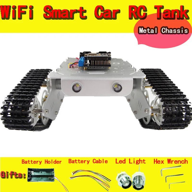 Радиоуправляемый робот-бак T300 Wi-Fi на платформе Android/iOS базе Nodemcu ESP8266 | Игрушки и