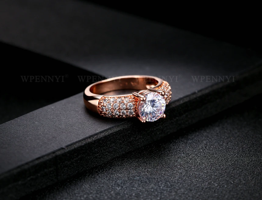 Сверкающие 1.5ct циркониевые Кристальные проложенные женские обручальные кольца