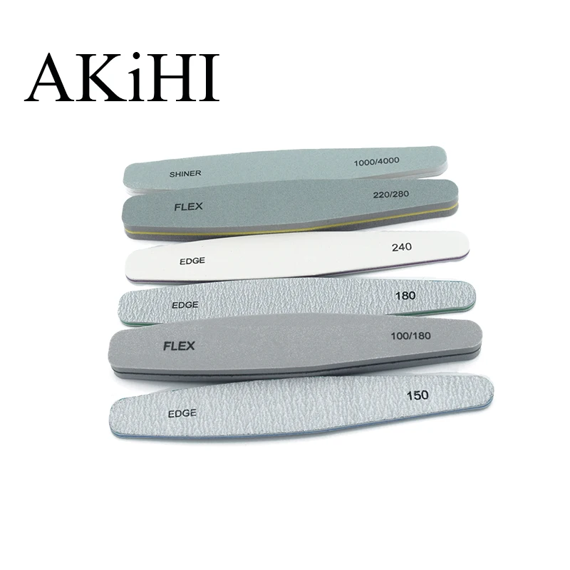 AKiHi 6 шт./лот двусторонние пилочки для ногтей полировальный буфер