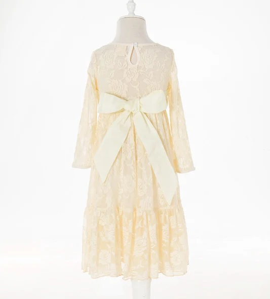 kids dresses for special occasions vintage flower girls wedding lace long sleeve party beach dress | Детская одежда и обувь