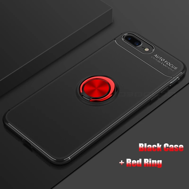 Для iPhone 5 5S SE 6 6s 7 8 Plus X XS MAX XR магнитный держатель TPU металлический Автомобильный Кронштейн кольцо силиконовый резиновый мягкий чехол 8 7 Plus - Цвет: ReB
