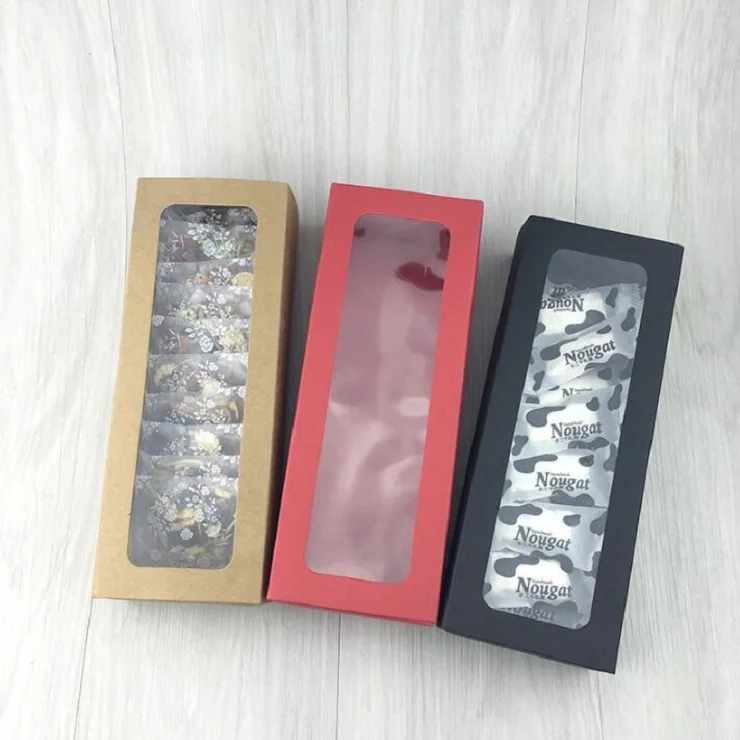 25x9x6 см 20 шт черный/красный/крафт бумага и пластиковая коробка для окна