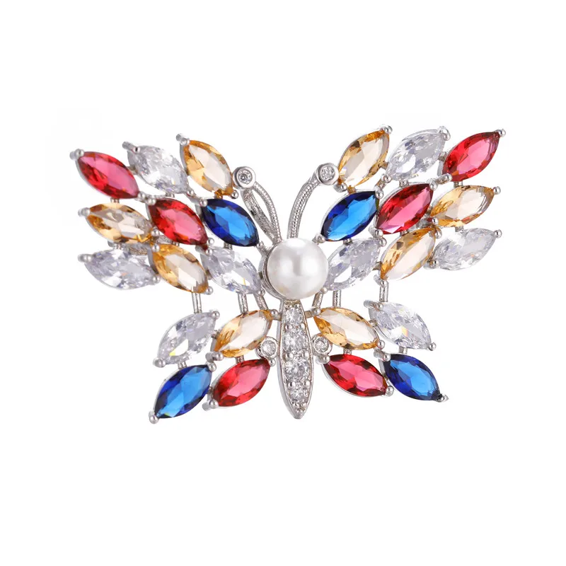 Красочные милые животные бабочка брошь смешанные цвета кристалл горный хрусталь