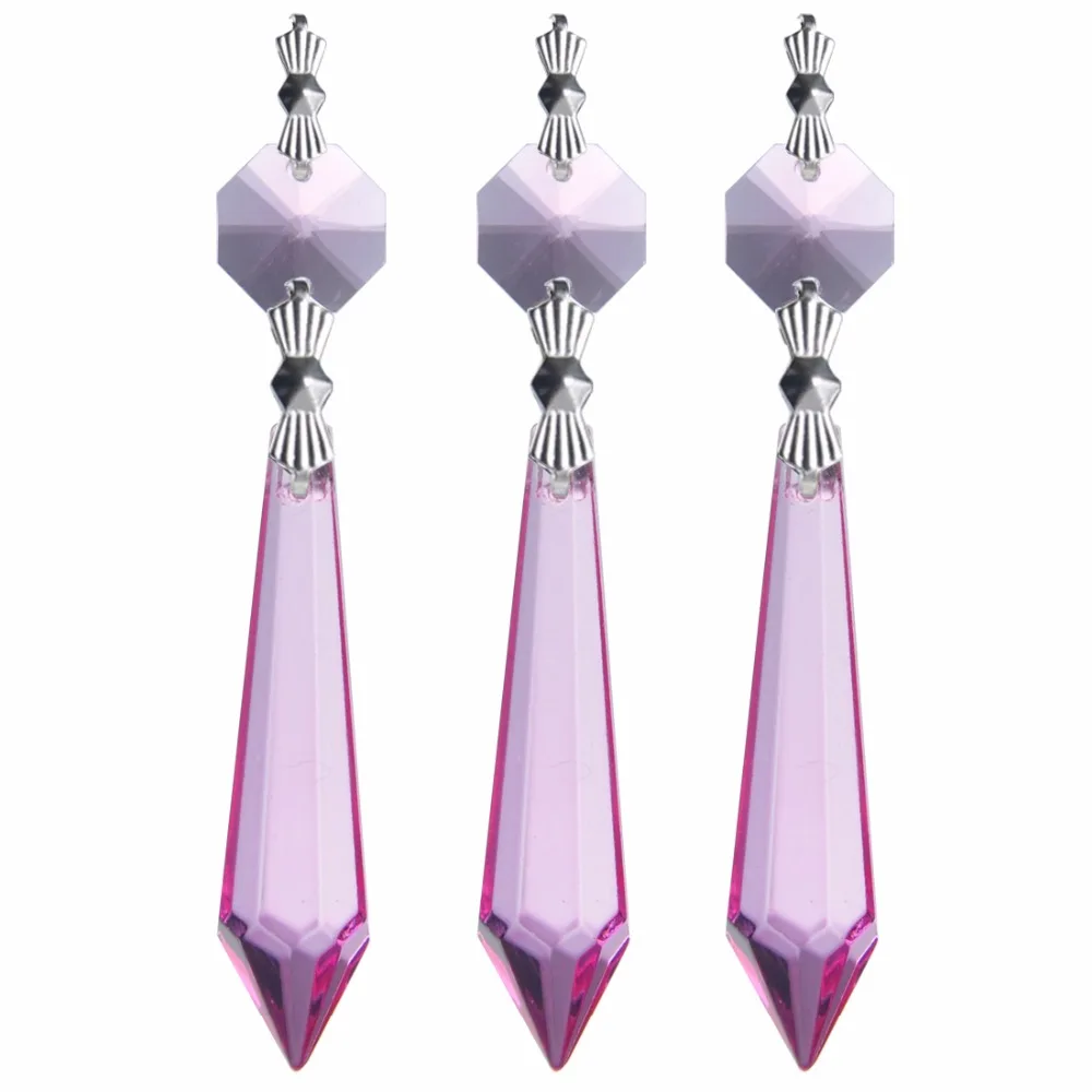 55 мм 25 ⑤ пакет Серебряная Пряжка розовое стекло хрустальная люстра лампа