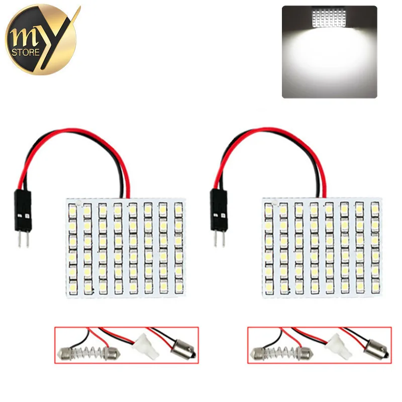 2 шт. 48 SMD чистая белая световая Панель T10/w5w BA9S Festoon/C5W Dome LED интерьерная лампа w5w