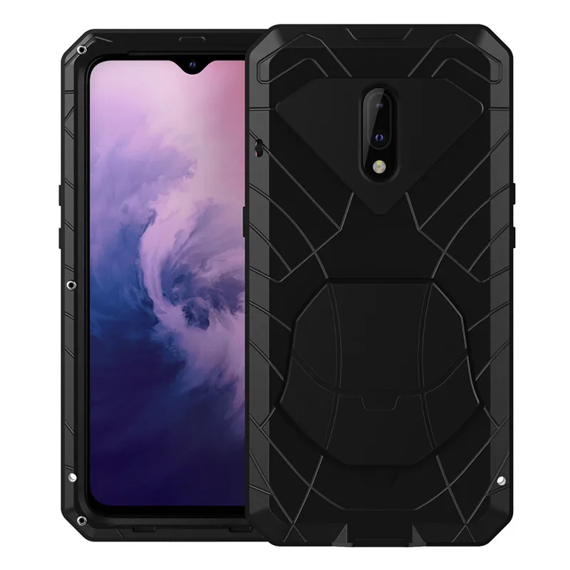 Black Чехол для Oneplus 6 6T из алюминия и металла, Защитное стекло для экрана, силиконовый бампер, противоударный сверхпрочный чехол для Oneplus 7 7Pro, чехол s - Цвет: Black
